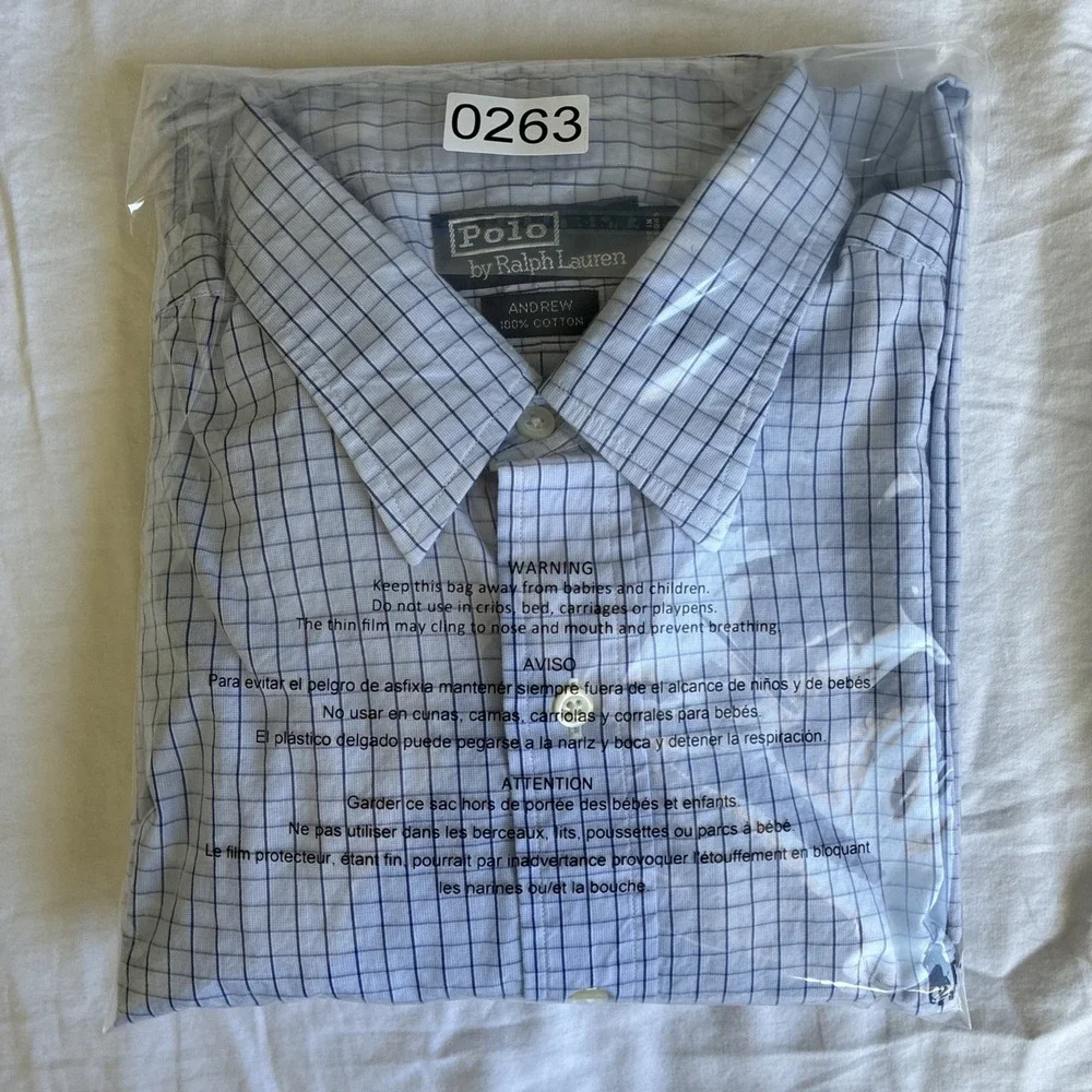 Vintage Polo Ralph Lauren Andrew Button Up Shirt Men's L‎ 16.5 34/35 Blue